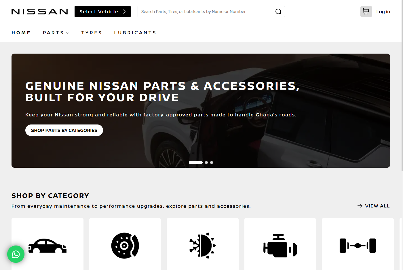Nissan Parts e-commerce screenshot